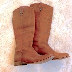 Frye knee high leather boots size 9 Cognac